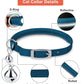 OOPSDOGGY Rolled Leather Cat Collar with Bell, Reflective Kitten Collars with Buckle Include Safety Elastic Strap - Adjustable Small Pet Collars for Boy Girl Cats (Blue)
