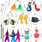 4-in-1 Interactive Cat Toys Set with Suction Cup Wand, Hanging Cat Toys, Fishing Pole Cat Wand & Kitten Balls- Includes Variety Replaceable Worms, Feathers for Indoor Bored Cats for Exercise