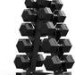 PAPABABE Hex Dumbbell Sets with Rack, 60-550lb Rubber Coated Dumbbell Weight Set and Storage Rack, Multiple Options Hand Weights for Strength Training