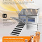 polimo Dog Washing Station, LED Professional Stainless Steel Dog Bathing Station 50", Dog Grooming Tub for Large, Medium & Small Dog - with Window, Ramp, Drawer, Floor Grate & Faucet (Left RAMP, 50")