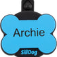 SiliDog AirTag Holder Silent Dog ID Tag – Personalized Engraved Silicone Pet Tag – Durable, Glow-in-The-Dark – Blue Bone