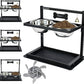 SHAINFUN Elevated Dog Bowls - Slow Feeder, Raised Stand with Two 1700ML Stainless Steel Bowls, Spill Proof Mat for Large & Medium Dogs
