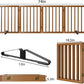 Freestanding Pet Gate Foldable 4 Panel Dog Gate Walnut Dog Gates for Stair Doorways House Indoor (2 Support Feet Included)