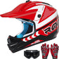 Youth Dirt Bike Helmet DOT Certified - Full Face Motorcycle Helmet for Off-Road, ATV, Street Riding, Includes Adjustable Goggles & Protective Gloves