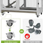 GUTINNEEN Rabbit Hutch Indoor Mobile Bunny Cage with Run Wooden 2 Story Guinea Pig Cage Outdoor for Small Animals with Wheels,Two Deeper No Leak Trays(Grey)