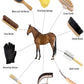 Horse Grooming Kit (12-Piece): Brushes, Storage Bag, Sweat Scraper, Mane Comb, Grooming Gloves, Horse Gift for Girls (Black)