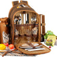 Apollo Walker Picnic Backpack Bag for 4 Person with Cooler Compartment,Wine Bag, Picnic Blanket(45"x53"),Best for Family and Lovers Gifts (Brown)