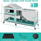 2-Tier Rabbit Hutch with Wheels, Indoor & Outdoor Small Animal Cage with Deep Pull-Out Tray, Anti-Chew Frame, Habitat for Bunny, Guinea Pig, Chinchilla (60" L x 19" W x 35" H)