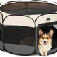A4Pet Cat Playpen, 39.5” Pop Up Dog Playpen with Bowl, Suitable for Puppies, Kittens, and Small Animals, Removable Zipper & Mesh Panel(16”W × 10”H)
