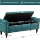 58’’ Storage Bench for Bedroom, Upholstered Button-Tufted Ottoman with Solid Wood Legs, Queen Size End of Bed Shoe Cabinet, Window Seat Foot Rest Stool for Entryway, Living Room (Teal)