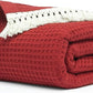 Salt Earth GOTS Certified 100% Organic Cotton Throw Blanket, 55" x 60" Waffle Blankets & Throws for Bed, Throw Blanket for Couch, Modern & Cozy Blanket, All Season,Comfy & Soft Blanket(Red Dahlia)