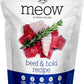 Meow Air Dried Cat Food - Beef & Hoki Recipe,High Protein Dry Cat Food, Training Treats, Meals & Toppers,3.5oz