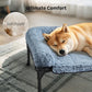 Veehoo Cooling Elevated Dog Bed Add Removable Deluxe Rose Plush Bolster Cushion Mat, 53" x 33" Washable Dog Couch Bed, Raised Pet Cot with Breathable Teslin Mesh, No-Slip Feet, Haze Blue, CWC2439B