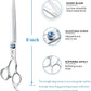 JASON 8" Straight Dog Grooming Scissors Long Pets Grooming Shears Premium Cats Trimming Kit with Offset Handle and a Jewelled Screw Sharp Comfortable
