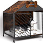 Furniture-Style Dog Crate with Gable Roof Design, Double Locking Doors Indoor Kennel for Small & Medium Dogs, Chew-Proof Escape-Proof Dog Cage, Rustic Brown