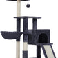 Heybly Cat Tree with Cat Self Groomer Brush, Cat Tower Condo for Indoor Cats with Padded Plush Perch, Cat House with Basket Scratching Board Post, Smoky Gray HCT005SG
