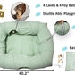 XxingSheep 4 Ways Shuttled XL Cat Tunnel Bed for Indoor Cats Peekaboo Cat Cave Donut with Cool Mat (Green)