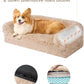 EHEYCIGA Foldable XL Dog Bed, Faux Fur Fluffy Pet Couch Bed for Large Dogs, Orthopedic Calming Memory Foam Big Pet Bed, Washable Soft Pet Sofa Bed with Non-Slip Bottom, Camel, 46"x34"x6.5"