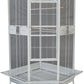 64" Extra Large Corner Bird Flight Breeding Wrought Iron Rolling Parrot Cage Side Solid Metal Plate Feed Doors Pull Out Removable Grate and Tray with Around Metal Seed Guard