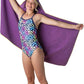 Flow Hydro Sport Towel - Microfiber Quick Dry Swimming Towels for Swim, Pool, Triathlon, and Other Water Sports in Medium, Large, Extra Large, and Hooded Sizes (Purple, Large w/Hood)