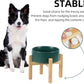Ceramic Elevated Dog Bowl Set, Food and Water Bowl for Medium Dogs, Weighted Dishes, Green (7.3'', 41OZ)