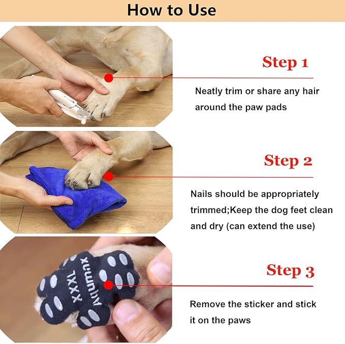 Dog Paw Protector Gripper Traction Pads,Dog Paw Covers,Foot Stickers in Summer Hot/Winter Cold Pavement,Dog Shoes Booties Socks Replacement,12 Sets (48 pcs) XXL Black