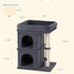 24in Cat Tree Tower with Scratching Post, 19 * 16.5in Window Perch for Large Cats, 2 Cat Condo Cubbies for Indoor Kittens, Dark Gray