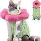 EMUST Cute Cat Recovery Suit and Adjustable Flower Cone Collar Set - Soft Surgical Suit for Abdominal Wounds, Cat Cones After Surgery for Female Kittens Under 4lb (Green)