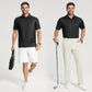 Golf Shirts for Men - Moisture Wicking Short Sleeve Performance Sport Casual Striped Collared Mens Polo Shirt