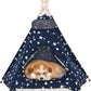 Pet Teepee Tent for Dogs & Cats Dog Bed with Thick Cushion Puppies Play House Removable and Washable 20x20x24Inch