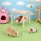 YUEPET Guinea Pig Hammock with Stand, Wooden Guinea Pigs Hideout Soft Ferret Hammock for Cage with Platform for Guinea Pig Ferret Dwarf Rabbit Chinchilla Hamster