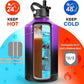 Water Bottle Insulated 32oz 40oz 64oz 128oz Straw Lid Spout Lid & 3 Lids, Leak Proof, Vacuum Insulated,Stainless Steel Water Bottle Wide Mouth for Sports, Gym or Office