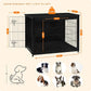DWANTON Dog Crate Furniture with Cushion, Wooden Kennel Table with Double Doors, Indoor Dog House, Large Size, 38.5" L, Black