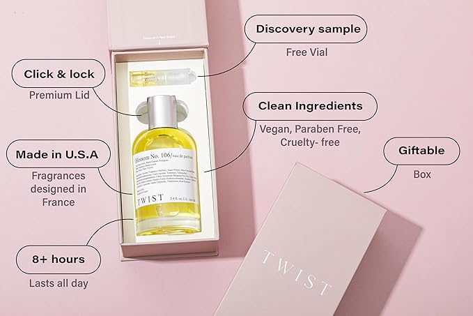 Twist Blossom No.106 - Eau De Parfum Inspired by J. Malone's Nectarine Blossom & Honey Cologne, Long-Lasting Perfume For Women & Men, Paraben Free, Vegan, Unisex, Fragrance - 100 ml | 3.4 fl. oz.