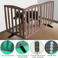 ZJSF Foldable Freestanding Indoor Dog Gate for House Wood Long Pet Gates Dog Fence for Stairs Puppy Gates for Hallways, Puppy Gate,Support Feet Included, Brown, 32 "Height-3 Panels
