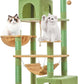 Taoqimiao Cat Tree, 71-Inch Cat Tree Cat Tower for Indoor Cats, Plush Multi-Level Cat Condo with 10 Scratching Posts, 2 Perches,Basket, 2 Caves,Hammock, 2 Pompoms,MS020T Cactus