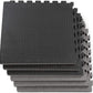 Xspec 1" Extra Thick 48 sq ft Reversible EVA Gym Foam Floor Mat Tiles (24" x 24"), Steel Pattern, 12 pcs, Black & Grey