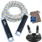 Weighted Jump Rope, 1LB Tangle-Free Ball Bearing Rapid Speed Skipping Rope for Men Women, Adjustable 9mm Cotton & PVC Rope with Alum Handle for Boxing MMA Weight-Loss Athletic Workout Fitness