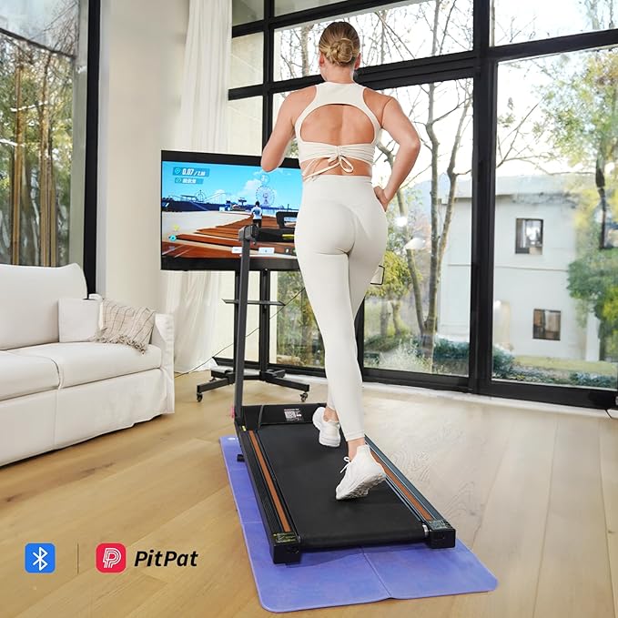 DeerRun Treadmills for Home with Incline and Handles, 3.5 HP Foldable Treadmill 350 LBS Weight Capacity for Small Spaces, Folding Running Machine with Smart APP