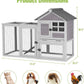 GUTINNEEN Rabbit Hutch Indoor Chicken Coop Outdoor, 51.6''L 2 Story Bunny Cage Weatherproof, Guinea Pig House with Run (Grey)