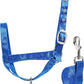 XUANNIAO Easily Adjustable Figure 8 Cow Halter, Double-Ply Premium Livestock Cattle Halters, Colorful Cow Utility Calf Halter with Leading Rope for Miniature Horse Donkey Goat Foal (Small, Blue)