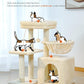 PEQULTI Small Cat Tree, [28.5''] Cat Tower for Indoor Cats, 2 Styles Activity Tree with Cat Scratching Posts, Big Hammock and Removable Top Perch Beige