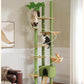 PEQULTI Tall Cat Tree, Floor to Ceiling Cat Tree Tower Adjustable [90.5''-100.4''=230-252CM] with Cat Condo, Cat Hammock and Scratching Post, Climbing Tree for Indoor Large Cats, Green