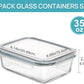 Vtopmart 5 Pack 35oz Glass Food Storage Containers with Lids, Meal Prep Containers, Airtight Reusable Lunch Container Set, Safe for Oven, Microwave, Freezer, and Dishwasher