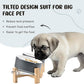 SPUNKYJUNKY 15° Slanted Ceramic Dog and Cat Bowl with Wooden Stand, Tilted Bulldog Food and Water Bowl No Slip Non-Spill for Cats Medium Dogs Big Face Pets 13.5 OZ (1.7 Cups, White-Grey × 2)
