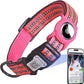 Reflective Dog Collar with Apple AirTag Holder & QR Code Pet ID Tag,Soft Nylon Adjustable Dog Tracker Collar with Safety Lock for Medium Dogs (Rose Red, M)