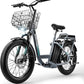 Caroma Electric Scooter with Seat, 48V Removable Battery E-Bike, Up to 30Miles&20MPH, 500/800/1200W Motor, 20" Fat Tire Adult Electric Bicycles for Commuting with Basket