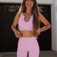 QINSEN Workout Outfits for Women 2 Piece Ribbed Seamless Crop Tank High Waist Yoga Leggings Sets
