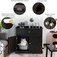 PETSITE Cat Litter Box Enclosure, Large Cat Washroom End Table with Drawer & 2 Doors, Wooden Cat House Storage Cabinet, Hidden Litter Box Furniture, Brown