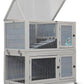 Weatherproof Wooden Rabbit Hutch for Indoor Outdoor Use, 2 Story Bunny Cage House with Wheels, Small Animal Shelter with Pull Out Tray, Non-Slip Ramp, Chicken Coop, Pet House Guinea Pigs Quail